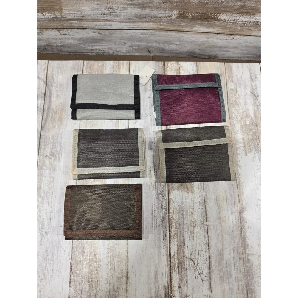 Vintage Walmart Nylon Trifold Wallets Hook and Loop Closure Lot of 5 New